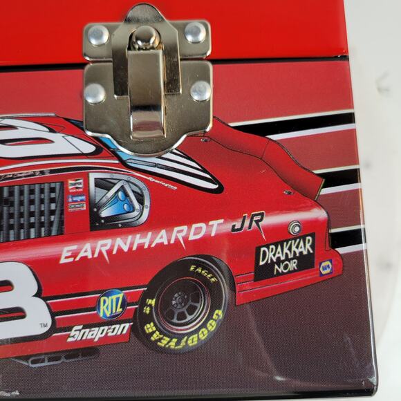 NASCAR Dale Earnhardt Jr Lunch Box  9"x6.5" Red 2004 No.8 Metal Dome Handle - Picture 2 of 16